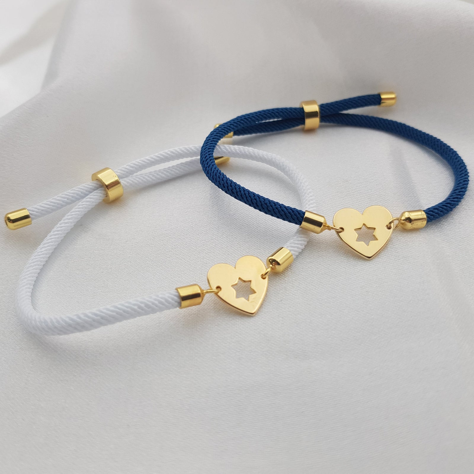 Star Of David Heart Bracelet - Cord Edition