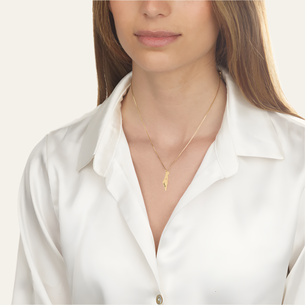 Israel Necklece With Hebrew Name