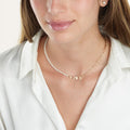 Hebrew Half Pearls Half Paperclip Name Necklace - Beleco Jewelry