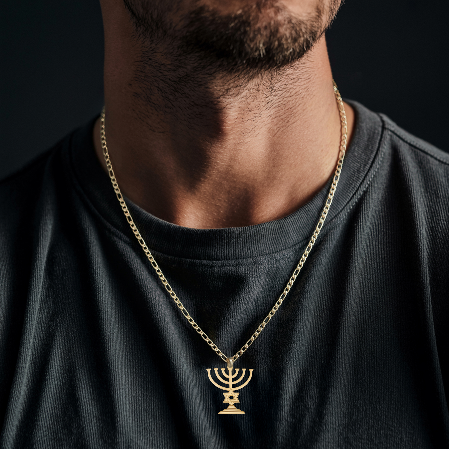 Menorah Necklace With Star Of David