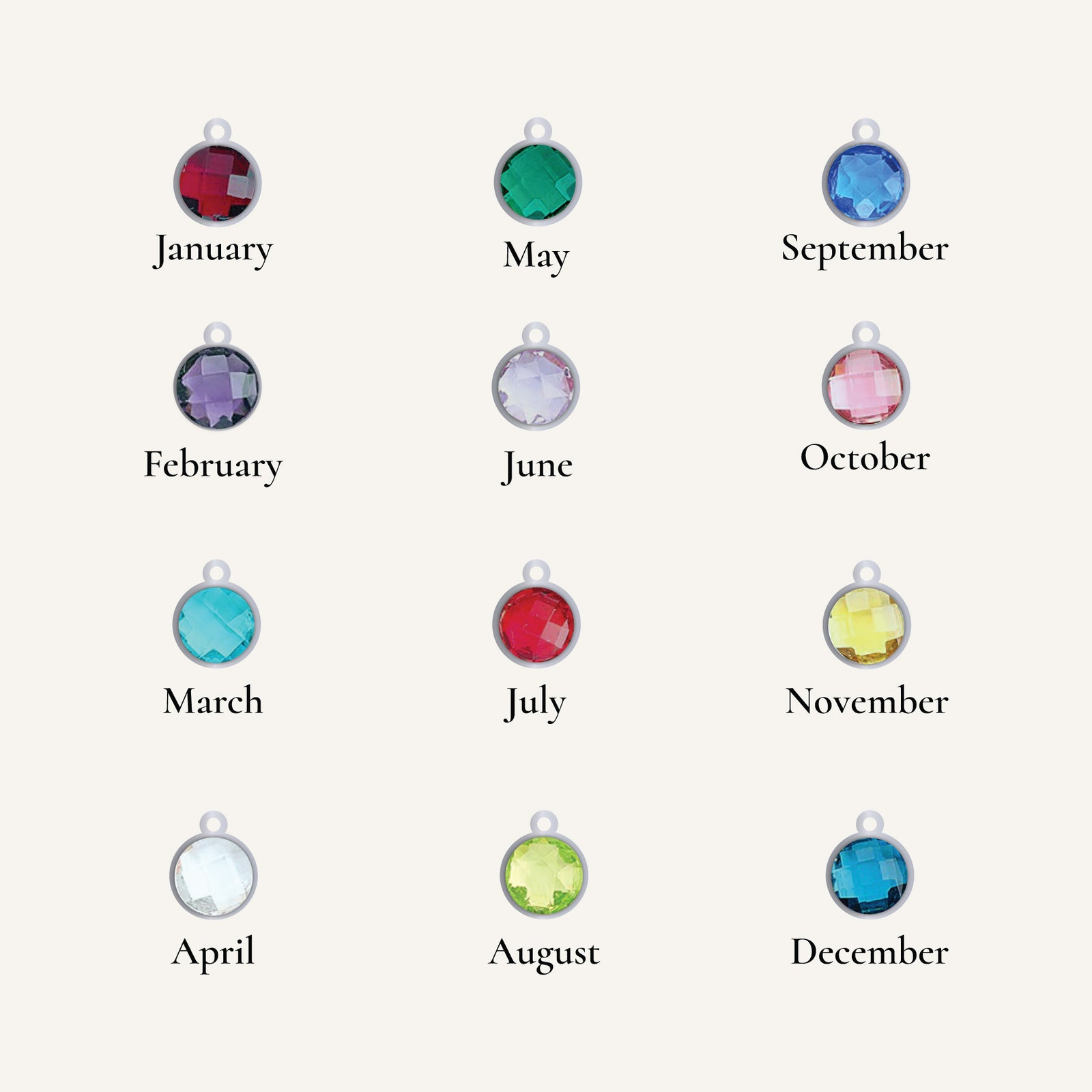 Hebrew Name Necklace - Birthstone Disk Edition