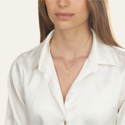 Menorah Necklace With Star Of David